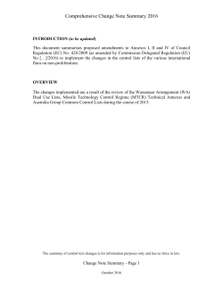 Comprehensive Change Note Summary 2016: Detailed overview of