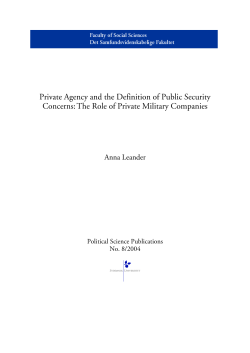 Private Agency and the Definition of Public Security Concerns