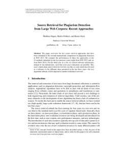 Source Retrieval for Plagiarism Detection from Large Web Corpora