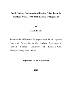 South Africa`s Post-Apartheid Foreign Policy Towards Southern
