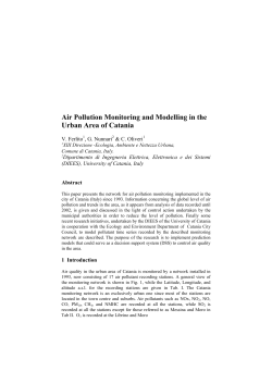 Air Pollution Monitoring and Modelling in the Urban Area of Catania