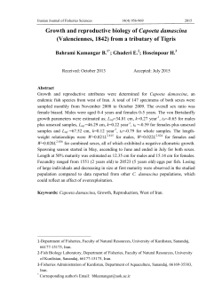 Growth and reproductive biology of Capoeta damascina
