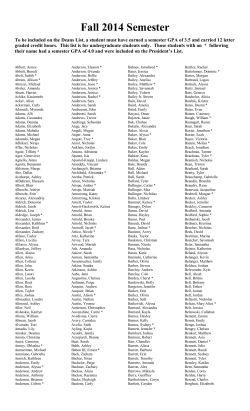 Fall 2014 Semester