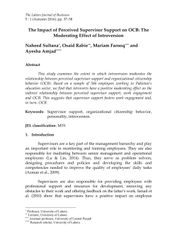 The Impact of Perceived Supervisor Support on OCB: The