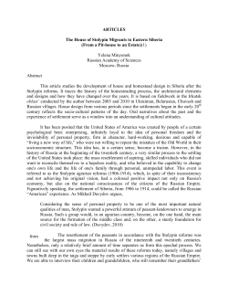 ARTICLES The House of Stolypin Migrants to