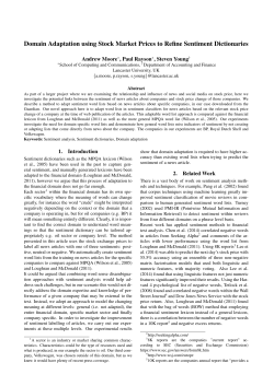 Domain Adaptation using Stock Market Prices to Refine Sentiment