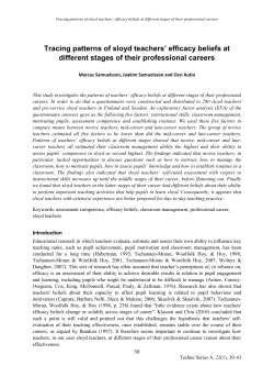 Tracing patterns of sloyd teachers` efficacy beliefs at different stages