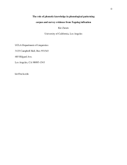 0 The role of phonetic knowledge in phonological patterning corpus