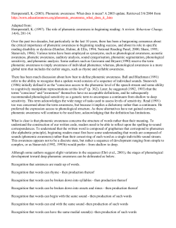 Hempenstall, K. (2003). Phonemic awareness: What does it mean