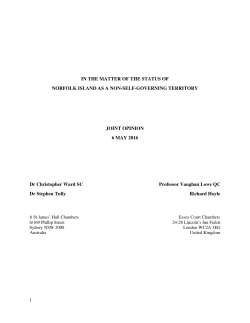 IN THE MATTER OF THE STATUS OF NORFOLK ISLAND AS A