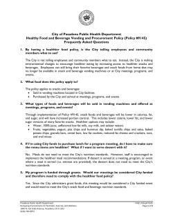 City of Pasadena Public Health Department Healthy Food and