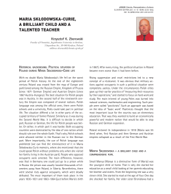 Maria Skłodowska-Curie, a brilliant child and a