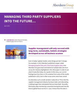 managing third party suppliers into the future&hellip;