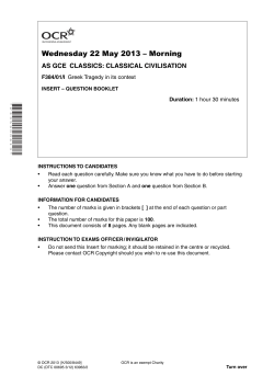 Question paper - Unit F384/01 - Greek tragedy in its context
