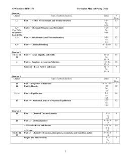 A.P. Chemistry Curriculum Map and Pacing Guide