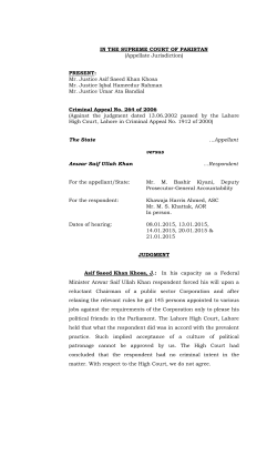(Appellate Jurisdiction) PRESENT: Mr. Justice Asif Saeed Khan