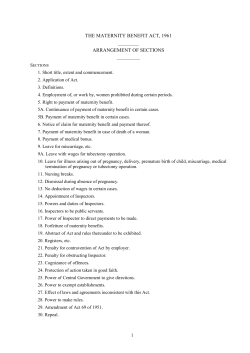 the maternity benefit act, 1961 arrangement of sections