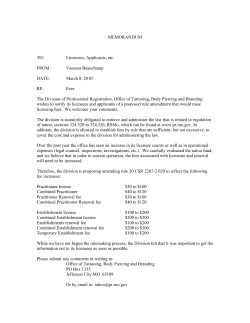MEMORANDUM TO: Licensees, Applicants, etc. FROM: Vanessa