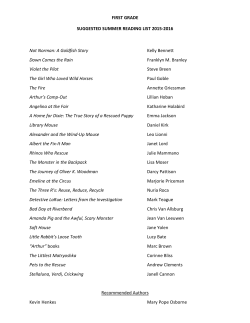 FIRST GRADE SUGGESTED SUMMER READING LIST 2015