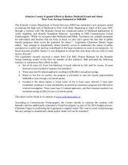 Schuyler County Expands Efforts to Reduce Medicaid Fraud and