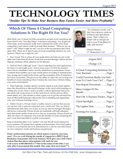 August 2013 Technology Times Newsletter