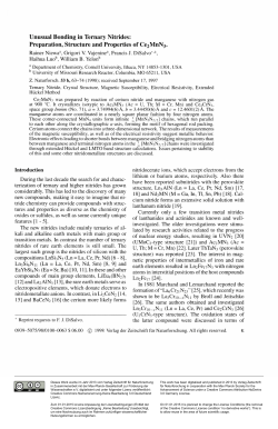 Unusual Bonding in Ternary Nitrides: Preparation, Structure and