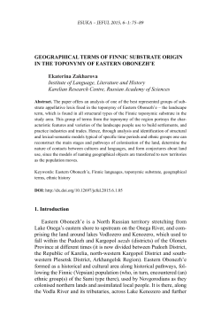 GEOGRAPHICAL TERMS OF FINNIC SUBSTRATE ORIGIN IN THE