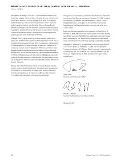 MANAGEMENT`S REPORT ON INTERNAL CONTROL OVER