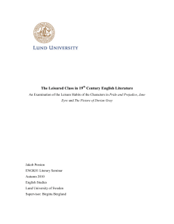 The Leisured Class in 19 Century English Literature