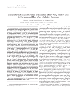Biotransformation and Kinetics of Excretion of tert-Amyl