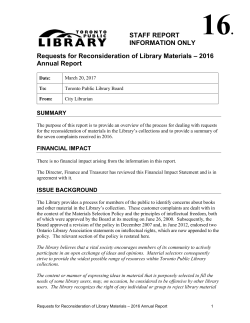 2016 Annual Report - Toronto Public Library