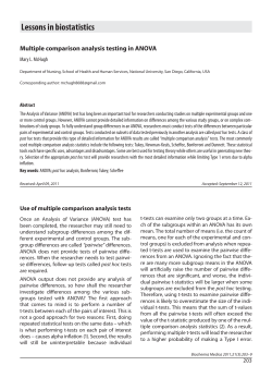 Multiple comparison analysis testing in ANOVA