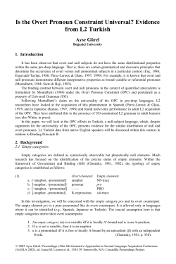 Is the Overt Pronoun Constraint Universal?