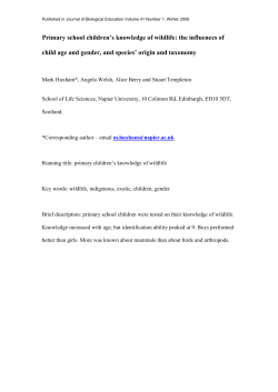 Childrens Knowledge Of Wildlife Huxham Et Al