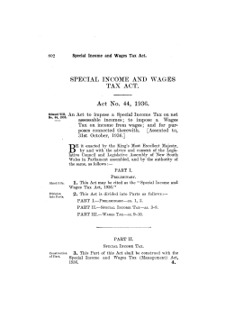 SPECIAL INCOME AND WAGES TAX ACT. Act