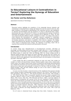 Is Educational Leisure A Contradiction in Terms?