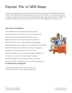 Popular War of 1812 Songs