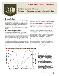 Manage for Seasonal Changes in Reproduction