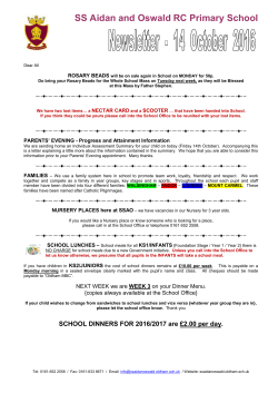 14th October 2016 - Ss Aidan and Oswald RC Primary School