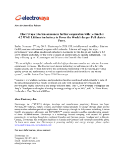 Electrovaya Litarion announces further cooperation with Leclanche