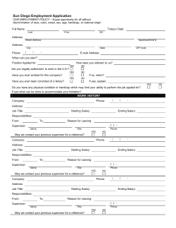 Sun Diego Employment Application