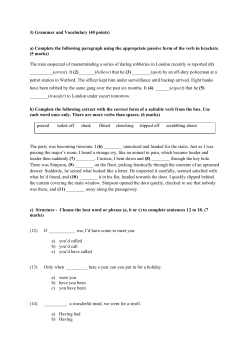 3) Grammar and Vocabulary (40 points) a) Complete the
