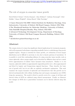 The role of oxygen in avascular tumor growth Abstract