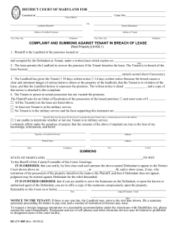 district court of maryland for complaint and