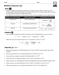Newton`s Second Law Worksheet