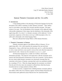 Samoan Thematic Consonants and the -Cia suffix