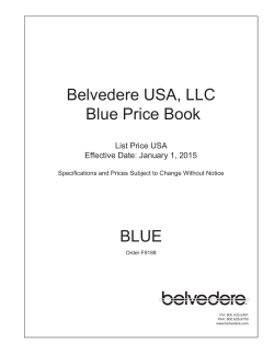 Belvedere USA, LLC Blue Price Book