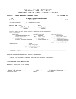 GEOS/BIOL/CHEM 180 - Winona State University