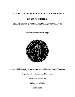 ABOLITION OF SCHOOL FEES IN GHANAIAN BASIC SCHOOLS: