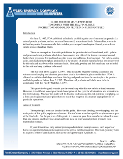 GUIDE FOR FEED MANUFACTURERS TO COMPLY WITH THE